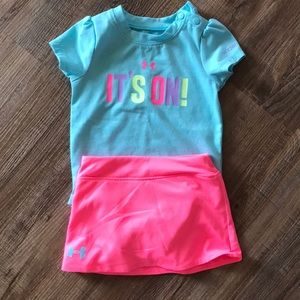 Under Armour Onesie and Skirt. Size 3/6 months.